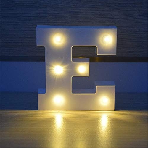Plastic LED Letter Household Decor Letter Up Height 15 cm/6 inch Alphabet Light Up Sign For Festival Party Wedding Holiday Home Bedroom Decor With 2 X AA Batteries Operated (Letter E)