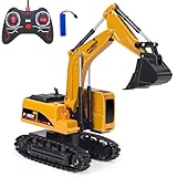 Huang Yem RC ショベルカー ラジコンカー 5CH 無線コントローラー 充電式 工事車両 車おもちゃ 子供おもちゃ 男の子 女の子 プレゼント 誕生日 クリスマス 砂遊び 砂場用 合金製