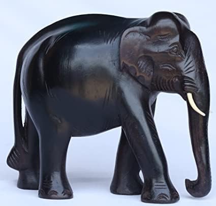 Wooden Arts Kerala Acacia Rose Wood Handmade Elephant Idol Showpiece Statue | Handcrafted Wooden Elephant Figurine for Home Décor | 2 Inch Acacia Wood Animal Sculpture Gift Item-image-1