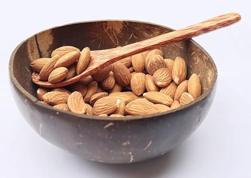 Image of Thenga Handmade Coconut Bowls with Wooden Spoons, 500 ML, Set of 6 | Reusable artisan tableware, polished natural finish, ideal for smoothie bowls, salads, cereals, snacks and serving