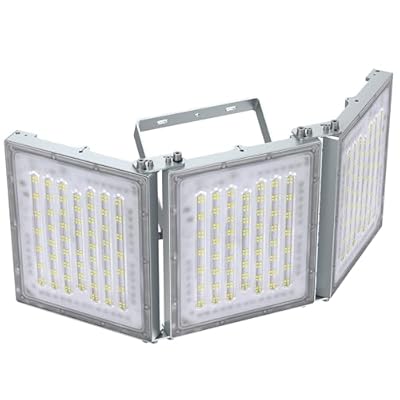 STASUN 600W LED Flood Light, Mini Series Stadium Light, 60000LM 6000K Daylight White, IP66 Waterproof, 3 Adjustable Panels, Outdoor Sports Lighting for Basketball Court, Parking Lot, Baseball Field