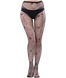 PLULON Black Star Pattern Fishnet Tights for Women, Fishnets Stockings Pantyhose Stretchy Comfortable Nylon Spandex Tights for Halloween, Daily Wear, Club, Cosplay Outfits