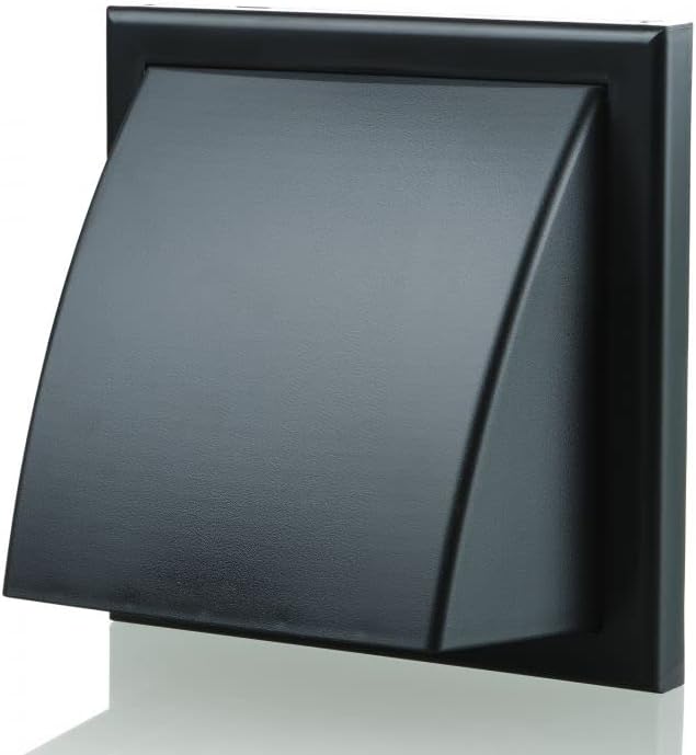 Black 125mm 5 Inch Plastic Cowled Hooded Wind Baffle Wall Grille Air