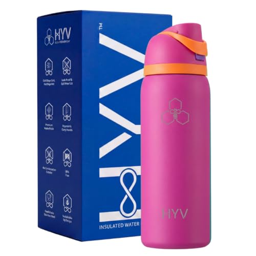 Image of HYV DualFlow Insulated Stainless Steel Water Bottle 1 Litre | Dual-Cap Sipper & Chug for Adults & Kids | Leakproof, BPA-Free, Hot & Cold Thermos | Gym, Sports, Travel, School Flask | Coral Pink