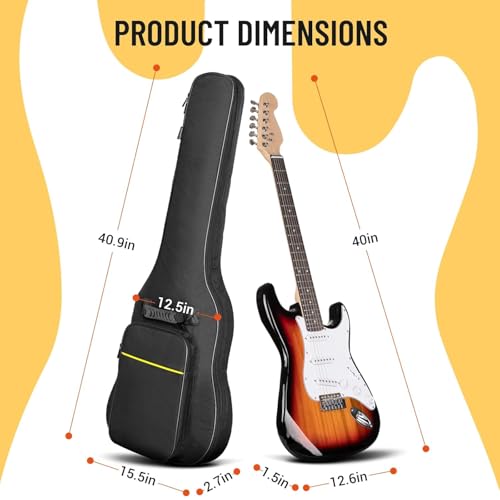 Image of Fabric Electric Guitar Bag Gig Bag Black Padded Backpack