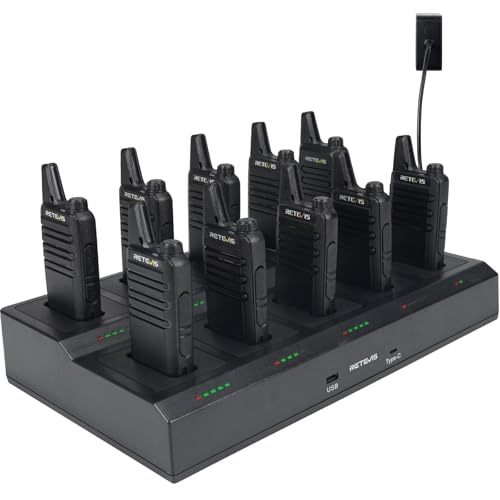Retevis RT622 Talkie Walkie, Petit Toki Walki, 10 en 1 Socle Recharge, Clip Arrière Radio Portable, 5 Indicateurs LED, PMR446 Talkie Walkie Professionnel pour...