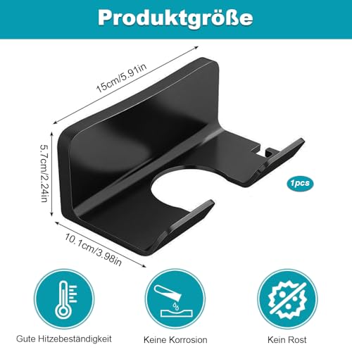 LoNinLoAn Fönhalter Ohne Bohren, Haartrockner Halterung, Plastik Haartrocknerständer, Schwarz Selbstklebend Fönhalterung, Universelle Halterung für die meisten Haartrockner