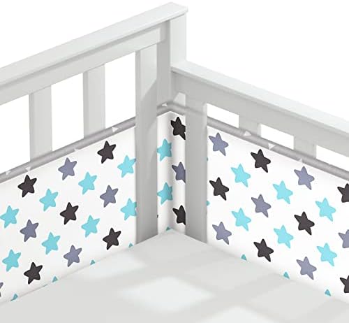 Vicloon Cot Bumper, 2Pcs Breathable Mesh Cot Liner, Crib Rail Cover Baby Crib Bumper, Baby Boys Girls Nursery Breathable Crib Bed Liner Bumper (White