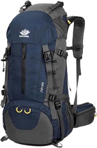 50L Hiking Backpack Waterproof Camping Essentials Bag with Rain Cover 45+5 Liter Lightweight Backpacking Back Pack(50L)