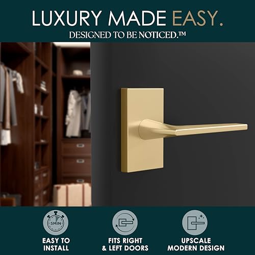 Mega Handles Apex Dummy Door Handles - 2 Pack Heavy Duty Gold Door Handle, Non-Turning Door Handle for Hallway, Closet & French Doors, Single Side, Fits All Standard Doors - Satin Brass by Mega Handles - Image 7