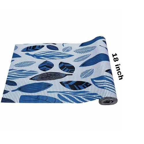 Image of 10Meter Rectangular Long Shelf Liner, Sheet Roll /Mat for Drawer, Shelf roll Kitchen mat /Kitchen Roll /Slab Roll /Drawer roll Antislip Mat Size - 45 x 1000 cm-AM (Blue Black Leaf)