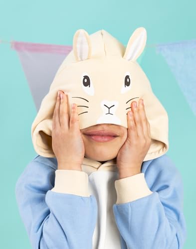 Peter Rabbit Kids Blue Hoodie | Rabbit-Shaped Hood with Embroidered Face | Gold Button Details & Colour-Block Design | Long Sleeve Pull-On Jumper Merch - 2-3 Years - Image 6