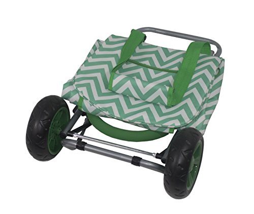 Image of dbest products Trolley Dolly Shopping Grocery Foldable Cart Storage Mom, Green Chevron