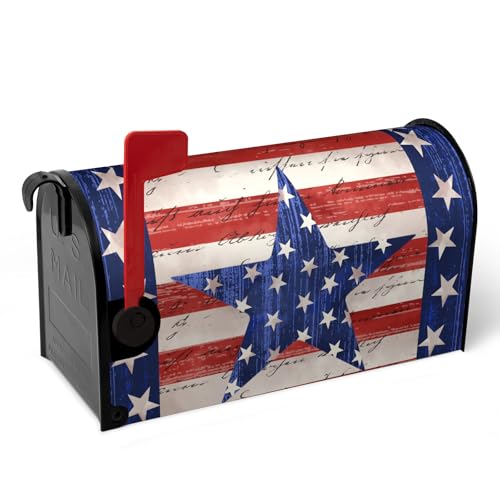 Image of America Flag Mailbox Cover Large Size Magnetic Patriotic Star Mail Box Wrap 4th of July Memorial Letter Post Box Cover Independence Day Mailbox Covers for Outside Oversized 25.5 X 21 Inch