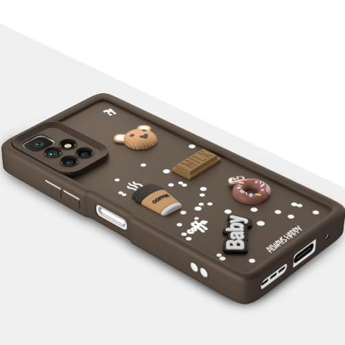 Image of Bintage Cute Fun Ball | Taddy Cartoon 3D Smiley Coffee Cup | Milk Donut | Full Camera Protection Back Cover Compatible for Redmi 10 Prime - Brown