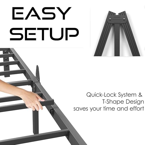 Image of ZIYOO 12 Inch Full Metal Platform Bed Frame, Mattress Anti-Slip Design | No Box Spring Needed, Easy Assembly, Noise-Free, Tools Included, Ideal for Bedrooms, Guest Rooms, Dorms, Hotels & B&Bs