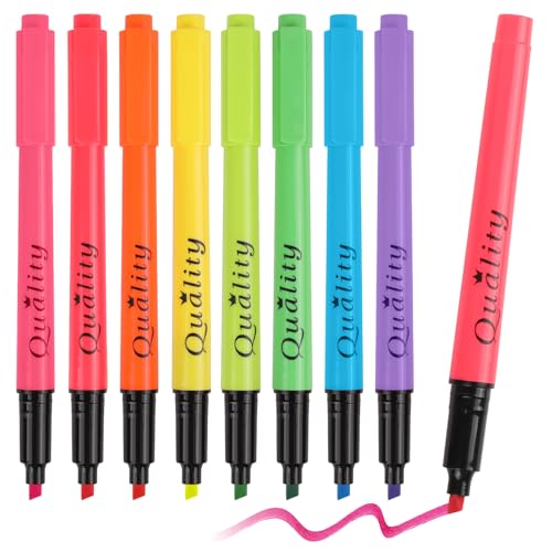 Colored Highlighters, Fluorescent Highlighters Assorted Colors, 8 Pack, Chisel Tip Highlighter Markers Pen Set, No Smudge on Written Text, for Office School Study Journaling Supplies