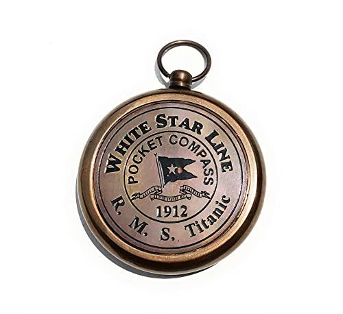 Brass Compass Rms Titanic 1912 Brass Pocket Gift Engraved Compass With Wooden Box, Unique Vintage Gift For All Occasion, Camping Compass, Boating Compass, Gift Compass, Graduation Day Gifts, #TOP6