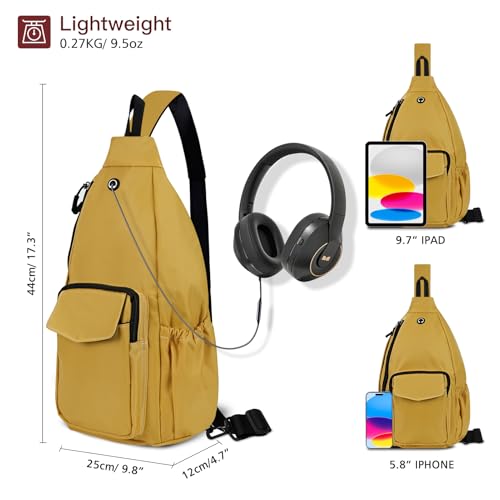 Duryarhall Sling Bag for Women Crossbody Chest Bag Convertible from Left to Right, Water Repellent Gym Backpack, Anit Theft, Lemon Yellow - image 3