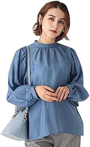Amazon Co Jp Ag By Aqua Girl C116 Women S Shirt And Blouse High Neck Gathered Sleeve Blouse Web Limited Size Blue 092 Clothing Accessories