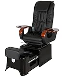Pibbs PS42 Plumb-Free Fiberglass Pedicure Spa - Footsie Bath, Full Roller Massage, Reclining Back, Liners, Adjustable Footrest & Manicure Trays - No Plumbing, PIB-PS-42-BLK