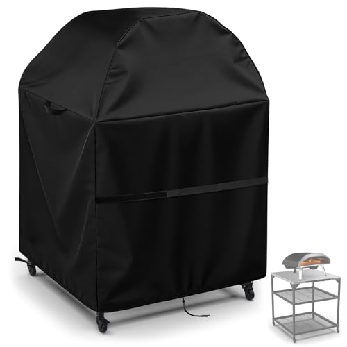Outdoor Pizza Oven Table Cover for Ooni Oven and Large Table Waterproof Outdoor Grill Table Covers Pizza Oven Stand Covers (Cover Only) - 32Lx32Wx52H / 83x83x132 cm Black