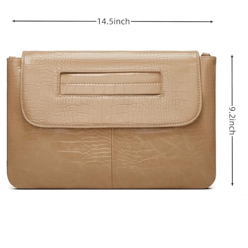 Image of Women Classic Crocodile Pattern Faux Leather Clutch Purse Oversized Female Shoulder Bag Messenger Handbag