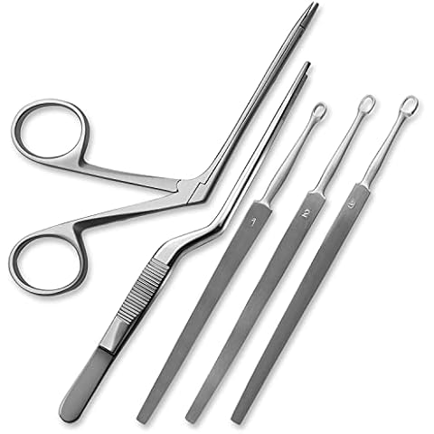 DEXSUR Hartman Alligator Forceps 3.5" - High Quality, Long Lasting, Professional ENT Tools, 5 Piece Set, Ear Loop Design Cover