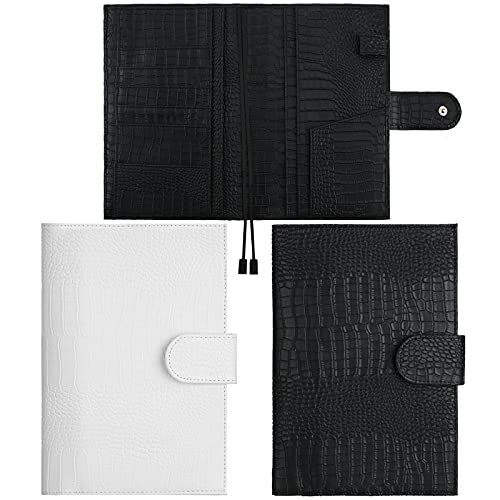 2 Pieces A5 Planner Leather Cover A5 Notebook Binder Planner Notebook Cover with Pen Loop, Card Slots and Pockets for Student Women, Home Office School Supplies 2 Pieces A5 Planner Leather Cover A5 Notebook Binder Planner Notebook Cover with Pen Loop, Card Slots and Pockets for Student Women, Home Office School Supplies
