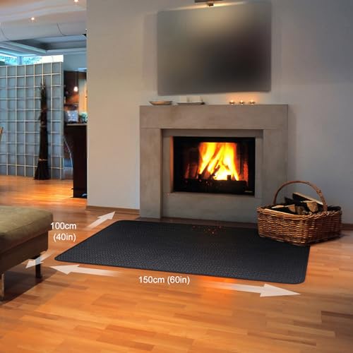 Alckijy Feuerfeste Unterlage | 100 * 150cm Faltbare Hitzeschutzmatte | Bodenschutzmatte | Grillmatten | Bodenmatte | Grillteppich | Funkenschutzplatte | für BBQ Grills Kaminöfen Boden Rasen usw