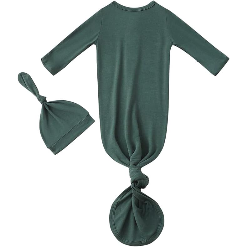 Bow Dream Newborn Baby Girls Knotted Gown Solid Color Jumpsuit with Matching Headband Bonnet Baby Boy Sleeper2