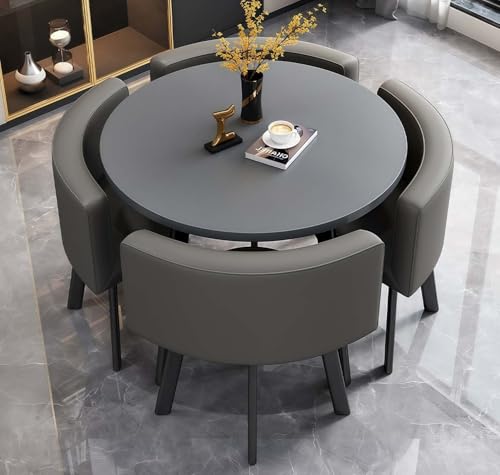 AMZSEW Esstisch Tisch mit 4 stühlen Set,esstisch Rundem klein Küchentisch esszimmertisch 90 cm, für 4-6 Personen, für Esszimmer, Küche, Wohnzimmer, modern Küchenstühle