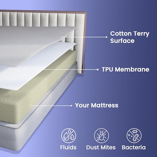 Image of CareFoam 100% Waterproof Premium Cotton Mattress Protector | Breathable and Hypoallergenic Ultra Soft Fitted Bed Protector | Small Double 72 x 48 Inch, Fits 10 Inch Grey | Teen beds Compact Doubles