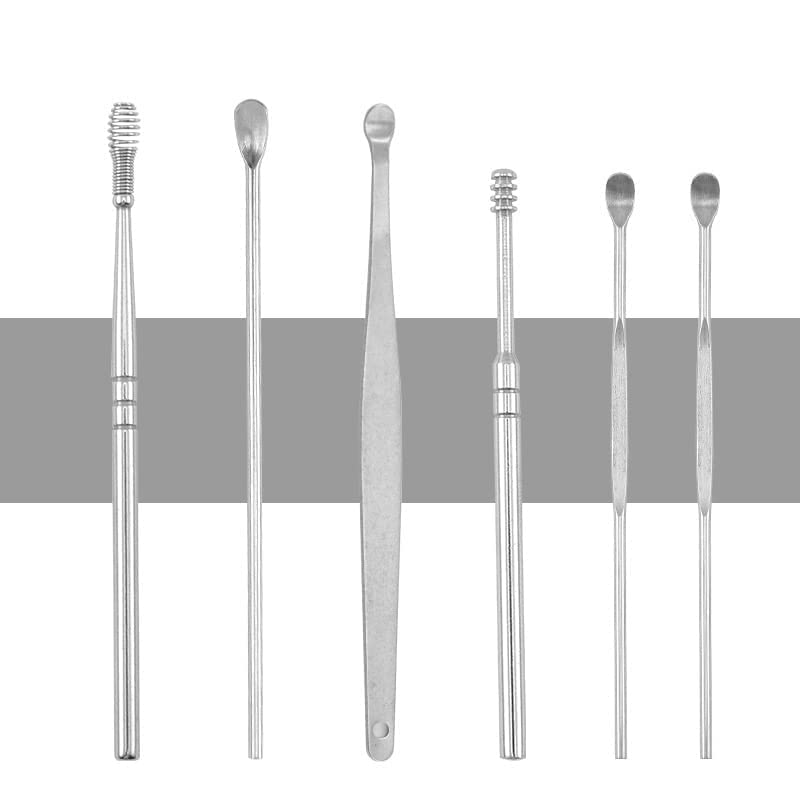 6 Pcs Spring Earwax Cleansing Tool Set II Portable Ear Wax Removal Set II Stainless Steel Ear Picks II Cleaning Kit for Home and Travel with PU Leather Case (Pack -1)(Multi Colors)-image-24