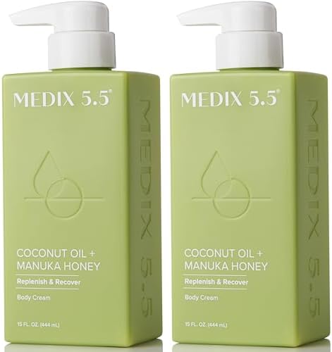 MEDIX 5.5 Coconut Oil Lotion W/ Manuka Honey Cream Skin Care Face Moisturizer & Body Cream | Firming Coconut Oil For Skin Minimizes Look Of Dry Skin, Cellulite, Stretch Marks, & Wrinkles, 2-Pack