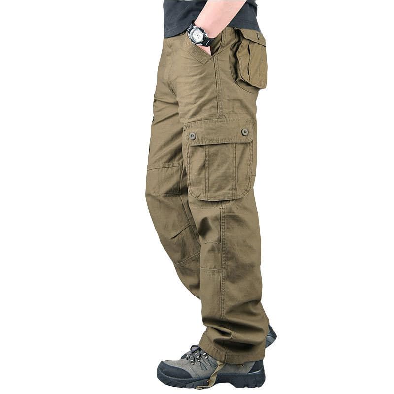 WENKOMG1 Tactical Pants for Men Cotton Blend Multi Pockets Multi Functional Retro Style Outdoor Military Work Pants