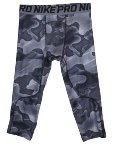 Nike Pro Boys Camo Print Tights 3/4 Length Large Black/Gray