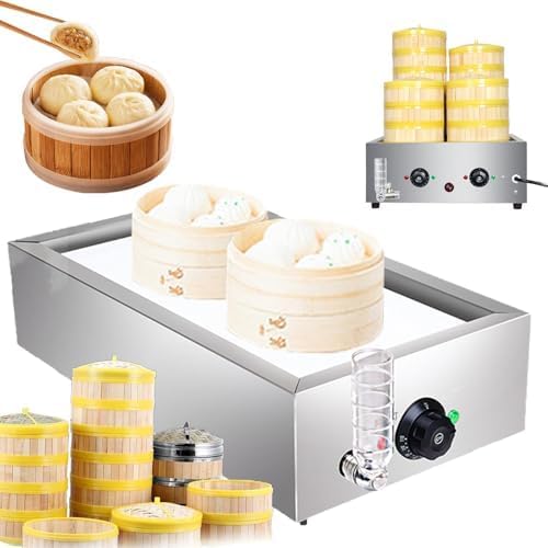 Commercial Electric Bun Steamer with Anti-Dry Alarm & Temperature Control - 2-Hole, Perfect for Home, Buffet & Restaurant Use, Keeps Buns Fresh & Warm
