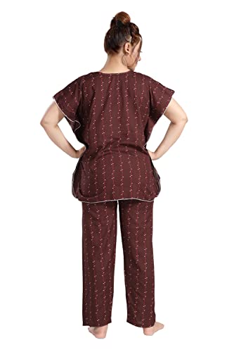 Image of Fabme Women's Cotton Printed Kaftan and Pyjama Set