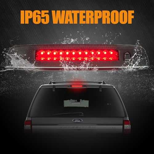 Image of Third 3rd Brake Light LED for 2003-2016 Ford Expedition, High Mount Rear Brake Lights Assembly for 03-16 Lincoln Navigator, Waterproof Center Cab Lamp Stop Light (Black)