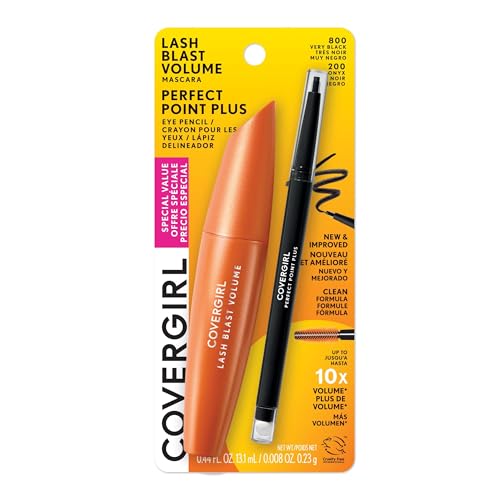 COVERGIRL Lash Blast Volume Mascara(Very Black) & Perfect Point Plus Eyeliner Pencil (Black Onyx) -