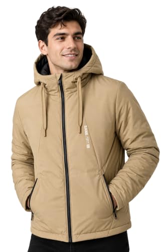 Image of SANE Men's Hooded Puffer Jacket, Quilted Winter Coat, Warm and Lightweight, Detatchable Cap