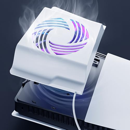 Jelquix Consola de Juegos, Ventilador de Refrigeración RGB, de Control de Temperatura Inteligente para Edición de Disco Digital, Enfriador de Barra de Luz USB HUB para Jugadores - imagen 2