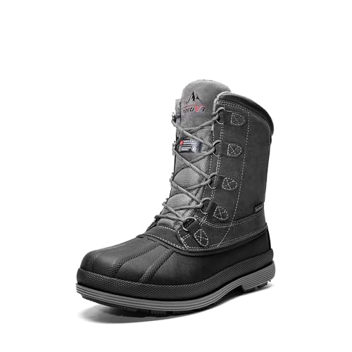 NORTIV 8 Men's 170390-M Grey Black Insulated Waterproof Work Winter Snow Boots Size 6.5 M US
