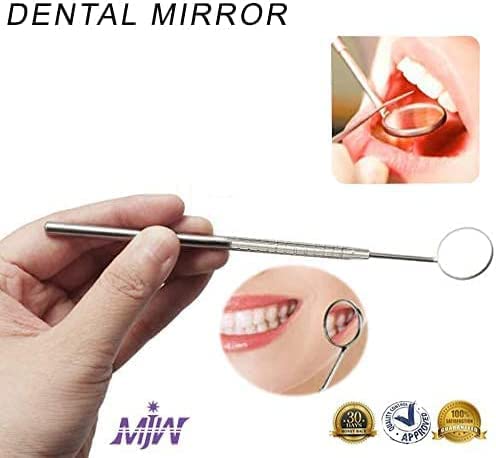 Dental Mirror with Handle, Stainless Steel Dentist Tools for Teeth Cleaning Inspection, Oral Hygiene Mouth Mirror for Daily Use CE,Silver