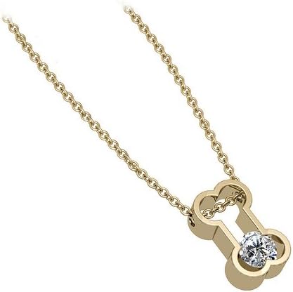 Bark Avenue Jewelers- 1/3 Carat Diamond Bone Solitaire Pendant 14 Karat Yellow Gold