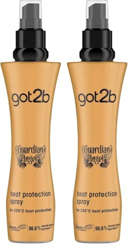 Got2b - Spray protector del calor Guardian Angel, 200 ml, Protege el pelo de los efectos del calor, Protección del calor hasta 220ºC (Paquete de 2)