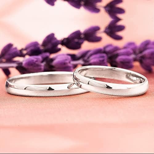 Conjunto de anillos de boda de 3 mm Conjunto de alianzas de boda a juego para parejas Conjunto de anillos de bodas de plata personalizados para hombre y mujer