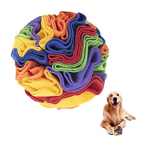 Gobesty Snuffle Ball for Dogs, Snuffle Mat Interactive Dog Toys Ball Dog Brain Mental Stimulating Puzzle Toys Dogs Enrichment Game Feeding Mat Dog Snuffle Mat for Stress Relief Slow Feeding Cover