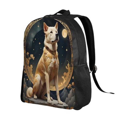 Comfort Fit Unisex Dog Lunar Golden Ornament Backpack Durable for Daily Commute & Travel Adventures 16 Inch2